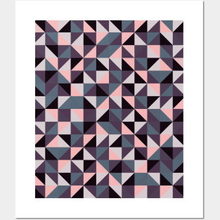 Geometric Art Pattern in Pink, Purple and Grey Posters and Art